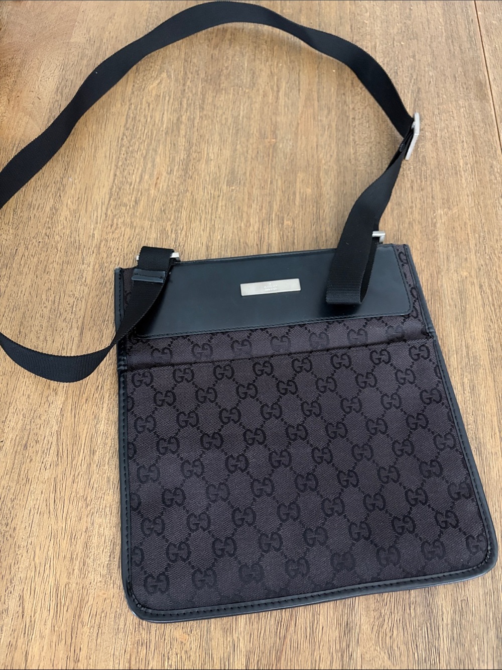 Gucci Black GG Canvas Messenger Crossbody